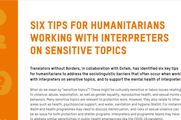 Six tips for humanitarians working with interpreters on sensitive topics