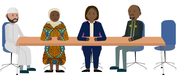 drawn image of four characters ouf of the elearning course